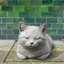 Concrete Sleeping Cat Figure Handmade Kitten Lawn Sculpture Outdoor Memorial Pet Decor Stone Kitty Statue Cement Ornament Yard Art Gift - thumbnail 2