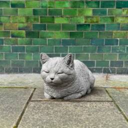 Concrete Sleeping Cat Figure Handmade Kitten Lawn Sculpture Outdoor Memorial Pet Decor Stone Kitty Statue Cement Ornament Yard Art Gift - thumbnail 3