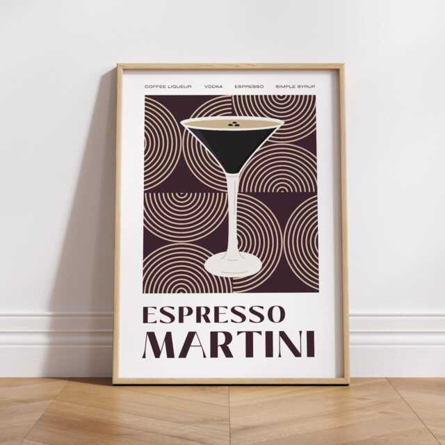 Bauhaus Cocktail - Espresso Martini Poster Home Bar, Modern Decor, Cool Print, Kitchen Wall Art, Lover Gift - image 1