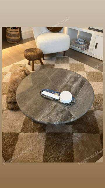 Brown Marble Coffee Table Italian Model Real Marble Handmade, Special Stone - image 1