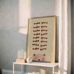 Wahe Guru Mantra Print - Sikh Kids Wall Art Decor Nursery Playroom New Baby Wordotco - thumbnail 3