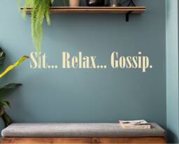 Sit Relax Gossip Sticker Quote, Kitchen Wall Decor, Gossip Art, Sticker, Housewarming Gift, Wording Quote Decal - thumbnail 1