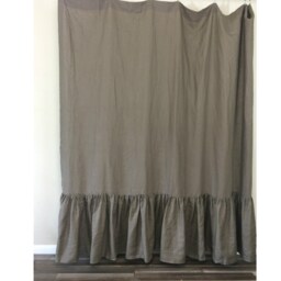 Cedar Dark Brown Linen Curtains With Mermaid Long Ruffles, Ruffled Curtains, Extra Long Custom Curtain Drapes - thumbnail 3