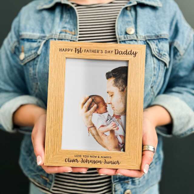 Personalized First Father's Day Photo Frame - Gift For Dad Birthday Gifts Best For Keepsake From Son Or Daughter - image 1