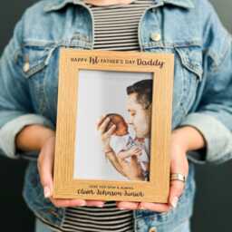 Personalized First Father's Day Photo Frame - Gift For Dad Birthday Gifts Best For Keepsake From Son Or Daughter - thumbnail 1