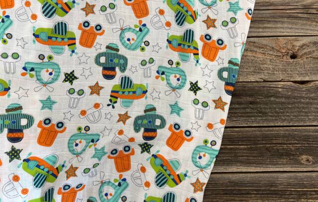 Beep Muslin Swaddle Blanket, Swaddling Airplane, Helicopter, Car Swaddle, Baby Pilot, Shower Gift - image 1