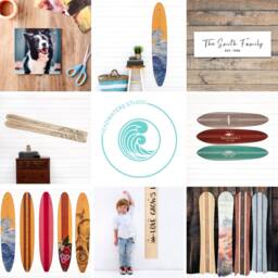 Octopus Wood Surfboard - Growth Chart Longboard Decor Surf Baby Nautical Wall Art Sign - thumbnail 4