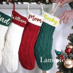 Christmas Embroidered Name Stockings, 2026 Personalized Stockings, Knit Family Holiday Stockings Gifts - thumbnail 2