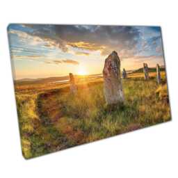 Ceann Hulavig Stone Circle Sunset Canvas Isle Of Lewis Scottish Hebrides Wall Art Print - thumbnail 1