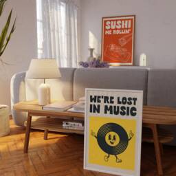 Retro Vinyl Record Print Lost in Music Poster, Kitchen Art - thumbnail 2