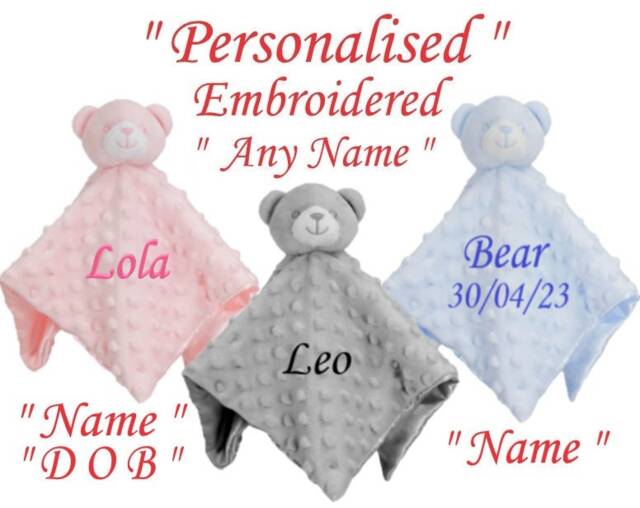 Personalised Baby Comforter Blanket, Bunny Blanket Fleece Bubble Toddler Embroidered Birthday Gift Shower Newborn Christening - image 1