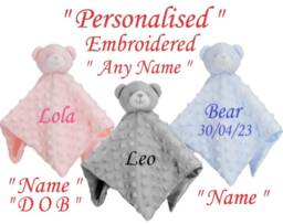 Personalised Baby Comforter Blanket, Bunny Blanket Fleece Bubble Toddler Embroidered Birthday Gift Shower Newborn Christening - thumbnail 1