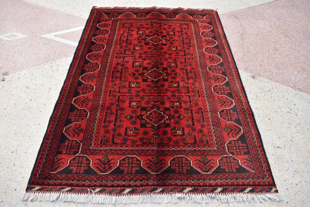 Handmade Wool Bukhara Rug Afghan Turkmen Oriental Rug - 5.0x3.4 Ft - image 1