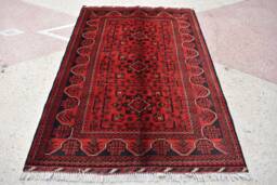 Handmade Wool Bukhara Rug Afghan Turkmen Oriental Rug - 5.0x3.4 Ft - thumbnail 1