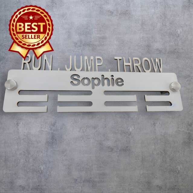 Run, Jump, Throw Medal Hanger - Custom Name & Colour - image 1