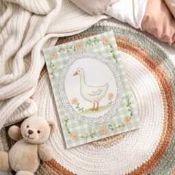 Sweet Goose Nursery Print - Gingham Lace Floral Duck Art - thumbnail 3