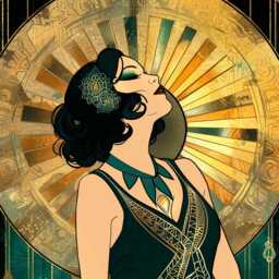 Framed Large Art Deco Wall Retro Lovers Gift, Vintage Style Dressing Room 1920 Gold Teal Emerald Decor, 20S Bedroom - thumbnail 2