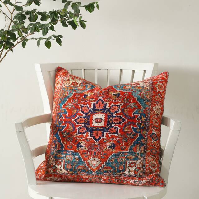 Printed Cotton Cushion Cover Vintage Persian Carpet Design - image 1