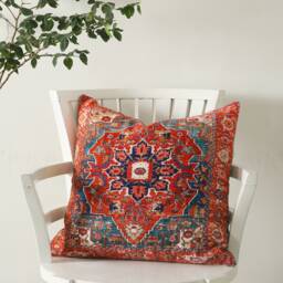 Printed Cotton Cushion Cover Vintage Persian Carpet Design - thumbnail 1