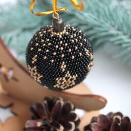 Czech Bead Christmas Ball Ornament Handmade Holiday Decor - thumbnail 2