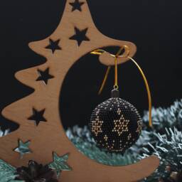Czech Bead Christmas Ball Ornament Handmade Holiday Decor - thumbnail 4