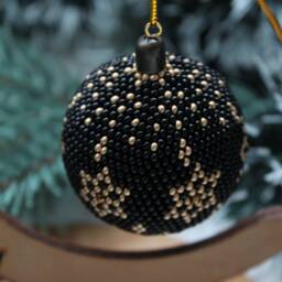 Czech Bead Christmas Ball Ornament Handmade Holiday Decor - thumbnail 3
