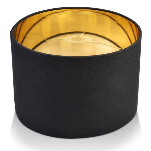 Black Cylinder Lampshade With Mirrored Gold Interior, Modern Pendant Lighting, Made in UK - image 1