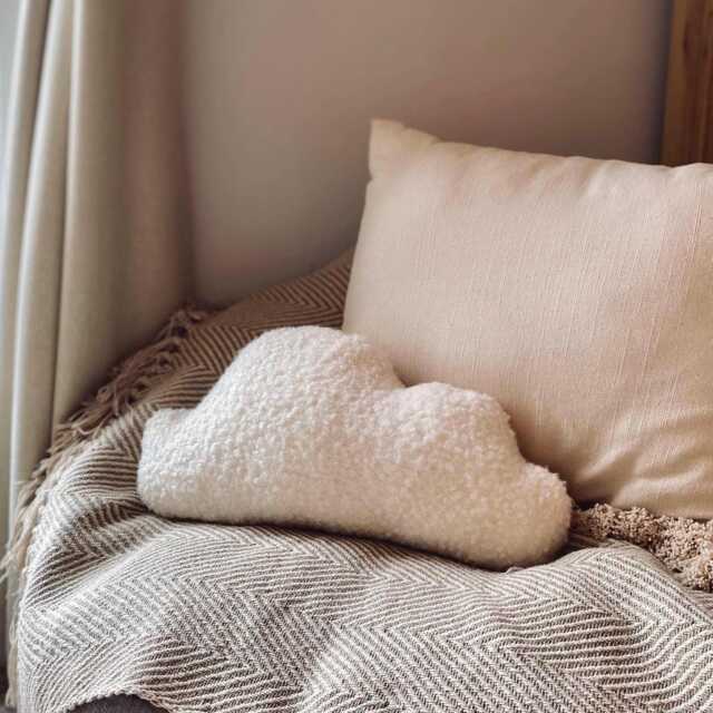 Neutral Cloud Pillow - Boucl?? Nursery Decor - Handmade Baby Room, Kids Room Or Playroom Decoration Shower Gift Idea - image 1
