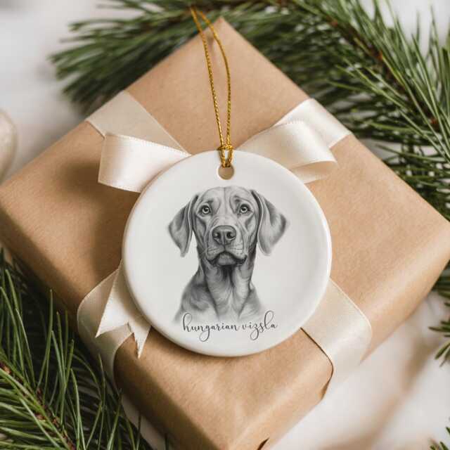 Personalised Hungarian Vizsla Dog Christmas Bauble, Breed Ceramic Lovers Gift - image 1