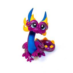 Celia - Polymer Clay Dice Dragon Sculpture Holder Dnd Fuchsia, Turquoise, & Yellow Dragonling Figurine - thumbnail 3