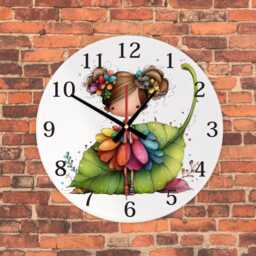 Personalised Flower Girl Fairy Clock, Custom Name Kids Bedroom Decor, Mdf Round Clock - thumbnail 4