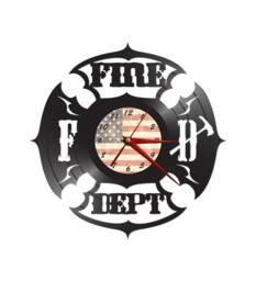 Free Shipping Fire Department Themed Vinyl Album Record Clock Made in The > Usa