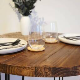 Tivia Solid Wood Round Dining Table With Metal Legs - thumbnail 3