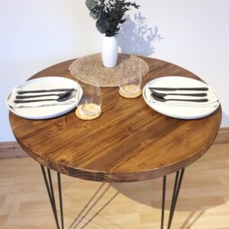 Tivia Solid Wood Round Dining Table With Metal Legs - thumbnail 2