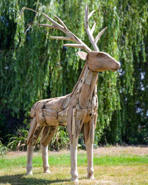Teak Root Wood Stag/Reindeer Home Or Garden Sculpture - image 1