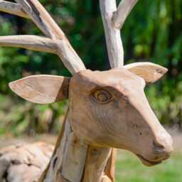 Teak Root Wood Stag/Reindeer Home Or Garden Sculpture - thumbnail 3