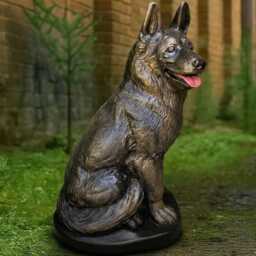 Large German Shepherd Statue Garden Dog Figure Concrete Memorial Ornament Cement Handmade - thumbnail 2