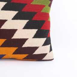 Handmade Kilim Pillow Cover 16x16 Vintage Turkish Wool Cushion - thumbnail 2