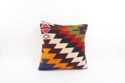 Handmade Kilim Pillow Cover 16x16 Vintage Turkish Wool Cushion
