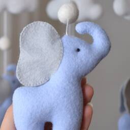 Elephant Nursery Mobile, Baby Mobile Neutral, Crib Felt Ball Decor, Shower - thumbnail 4