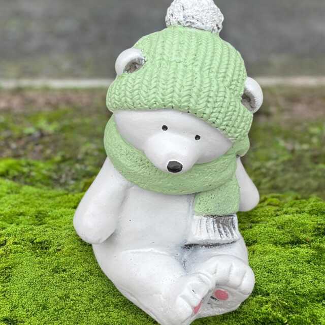 Stone Polar Bear Statue Cute White Figurine Handmade Sculpture Winter Garden Animal Decor Outdoor Holiday Ornament Art Gift - image 1