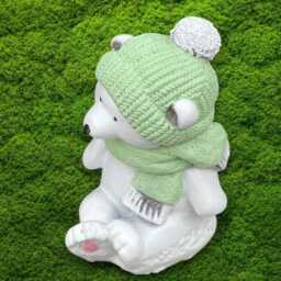 Stone Polar Bear Statue Cute White Figurine Handmade Sculpture Winter Garden Animal Decor Outdoor Holiday Ornament Art Gift - thumbnail 3