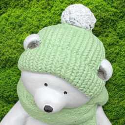 Stone Polar Bear Statue Cute White Figurine Handmade Sculpture Winter Garden Animal Decor Outdoor Holiday Ornament Art Gift - thumbnail 2
