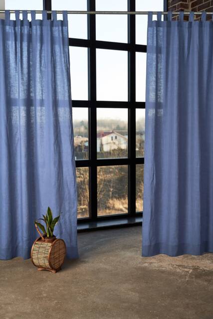 Set Of 2 Linen Tab Top Curtain Panels, Linen Bedroom Curtains, Living Room Window Panels - image 1