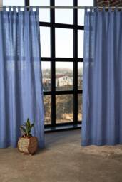 Set Of 2 Linen Tab Top Curtain Panels, Linen Bedroom Curtains, Living Room Window Panels