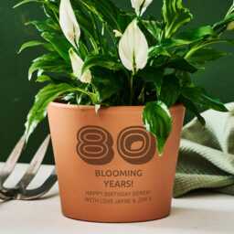 Personalized 80Th Birthday Engraved Terracotta Plant Pot