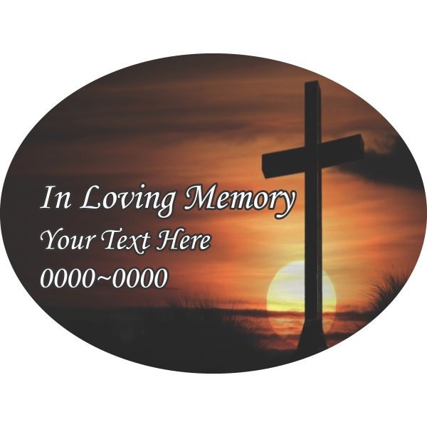 Cross in Loving Memory Full Color Oval 009 Custom Vinyl Wall Decal Or Car Sticker - Ilmfullcoloroval009Et