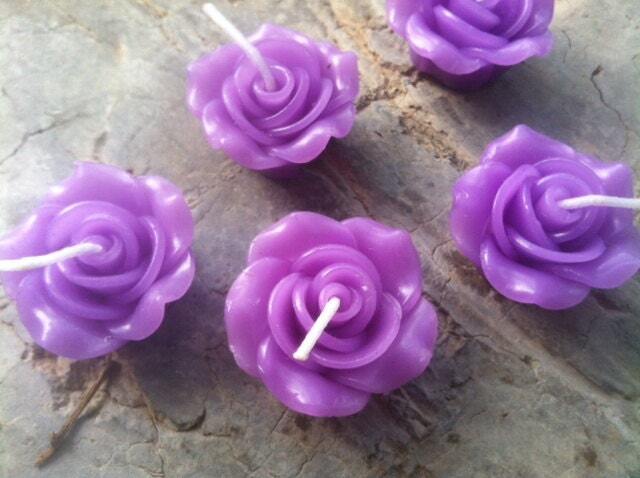 30x Small Rose Floating Candles 3.5cm Size - Purple