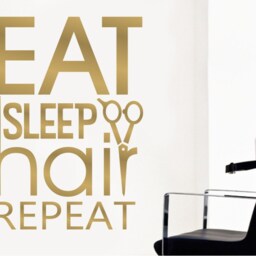 Eat Sleep Hair Repeat Wall Sticker, Salon Decor, Wall Art For Salon, Decal, Hair Decor, Hairdresser Art - thumbnail 3