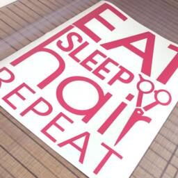 Eat Sleep Hair Repeat Wall Sticker, Salon Decor, Wall Art For Salon, Decal, Hair Decor, Hairdresser Art - thumbnail 2